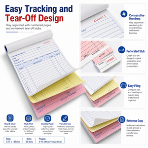 Custom Printing Carbonless Invoice Guest Checks Paper