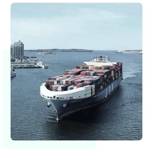 Global container ship operating on ocean freight trade route